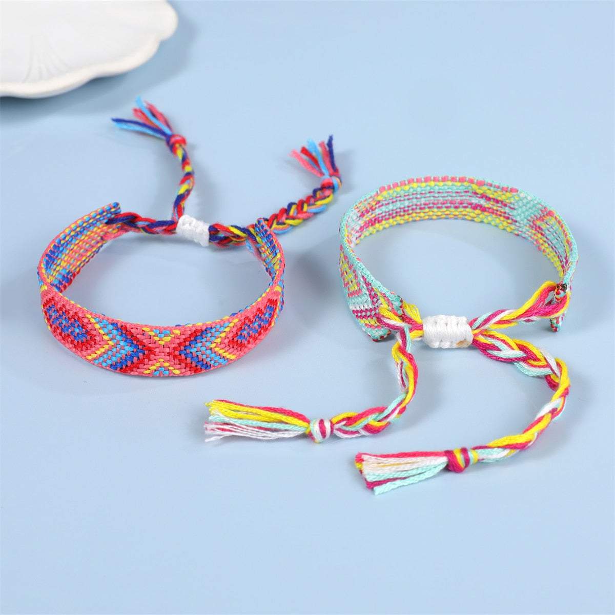 Wide Woven Bracelet Bulk for Women, Kids & Girls - Nepal Style Friendship Bracelets Handmade Braided Rope Wrist String Chain