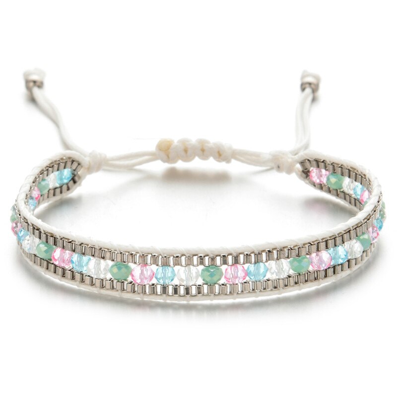 Bohemia Weave Bracelets for Women Adjustable Rope Chain Crystal Charms Braided Yoga Bracelet Bangle Jewelry Gift Wholesale