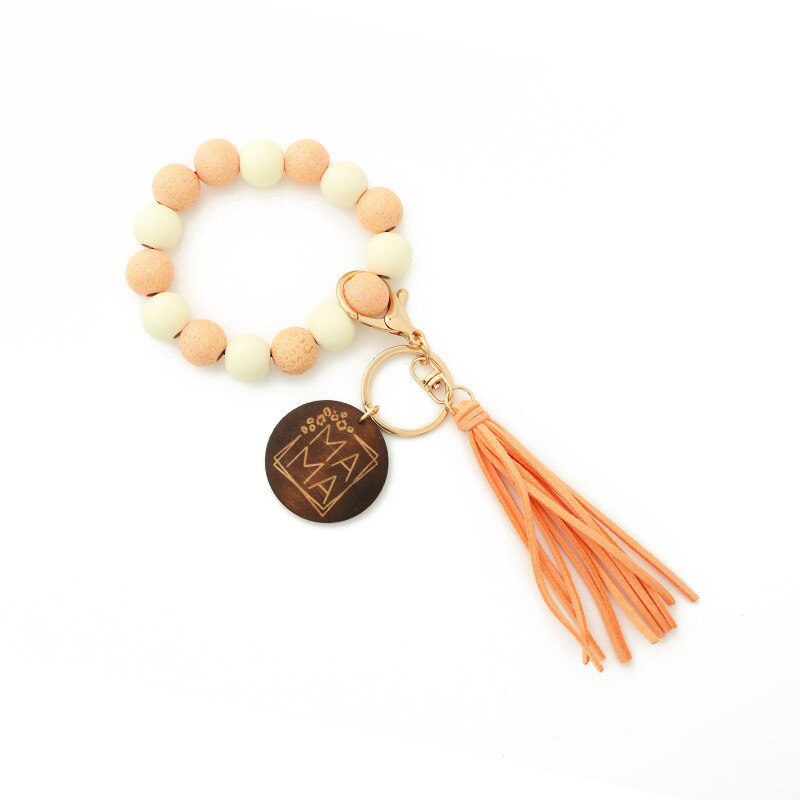 2023 New Leopard Print Wooden Bead Hand Beads Spotted Wooden Bead Bracelet Handmade Tassel Bracelets Keychain