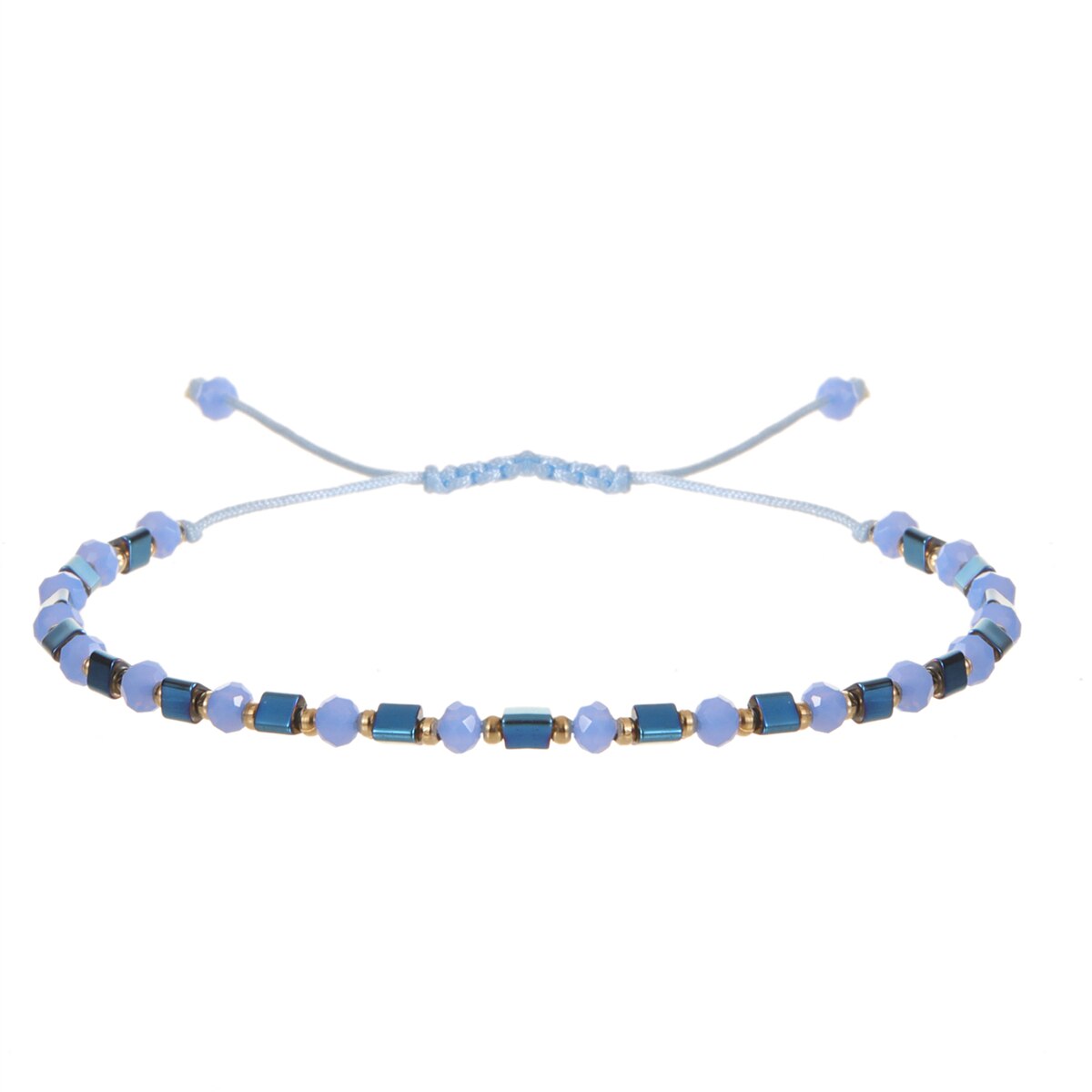 Boho Colorful Woven Rope String Bracelet Crystal Bead Metal Gallstone Bracelets for Men Women Child Lucky Jewelry