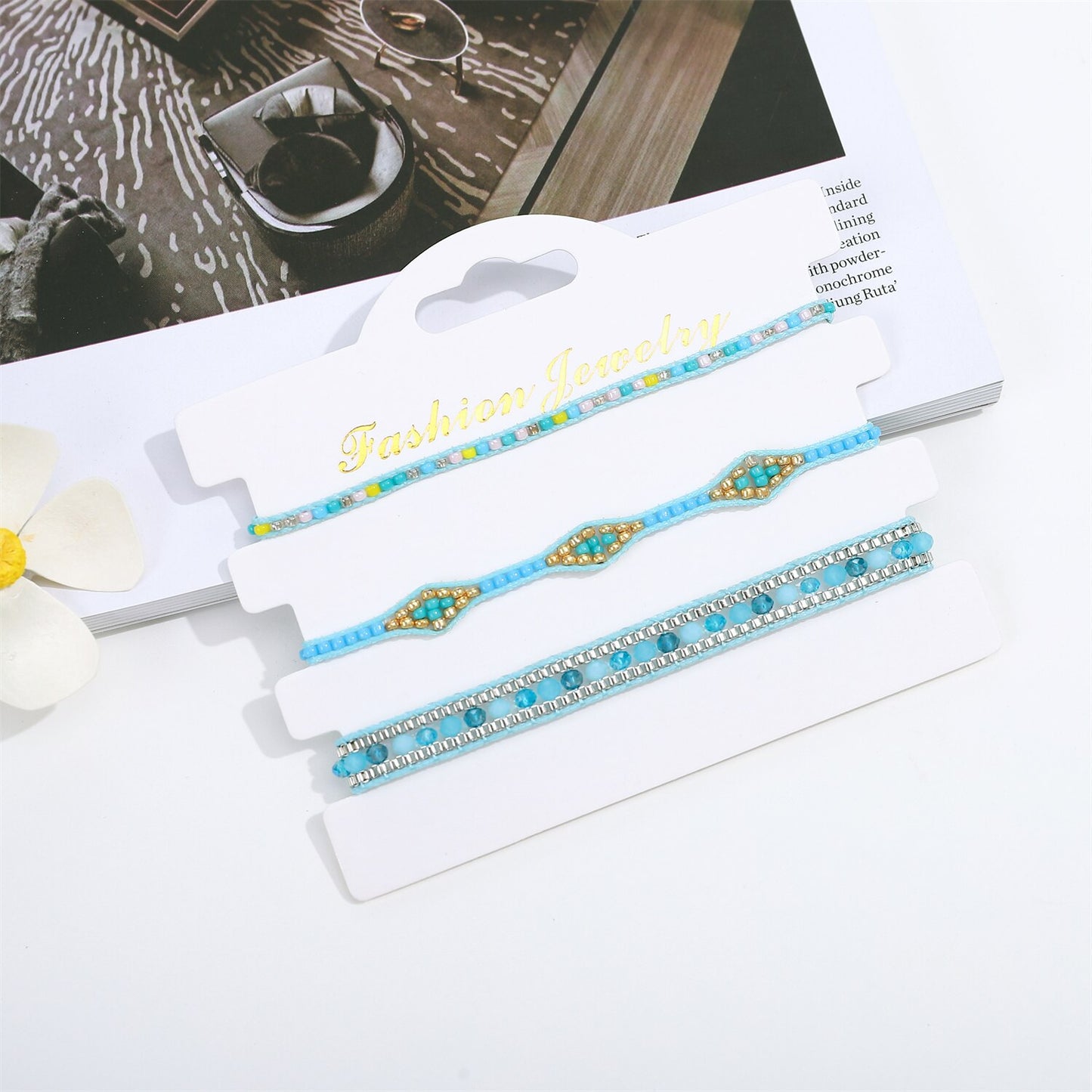 3pcs String Bracelets for Teen Girls Wave Boho Bracelets Surfer Bracelets for Women Adjustable Summer Beach Bracelets Anklets