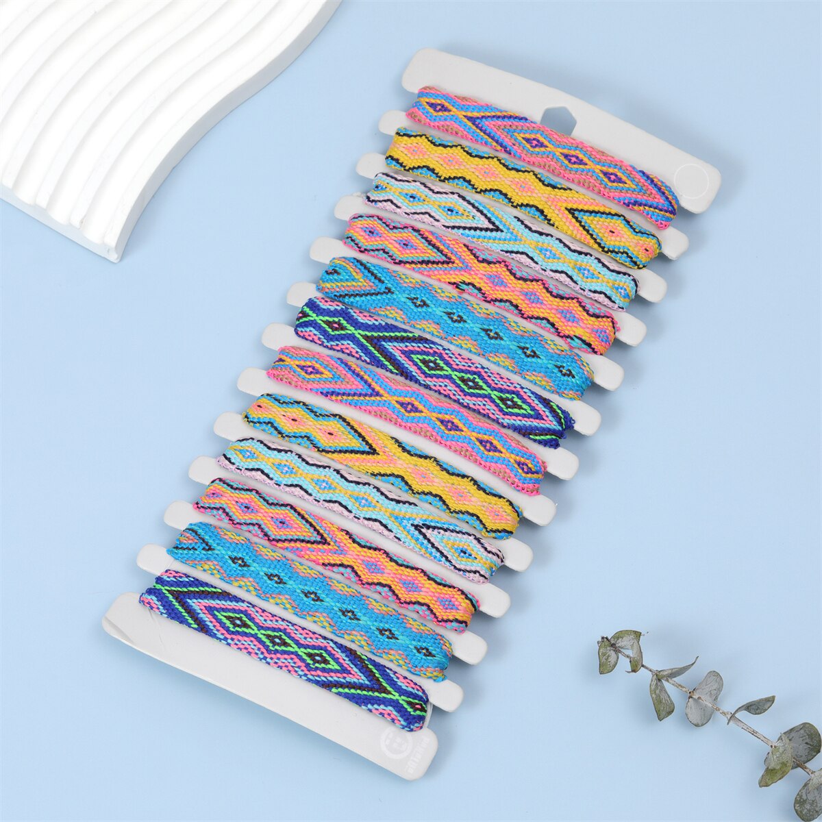 12pcs Wave Embroidery Charms Bracelets for Women Men Adjustable Size Summer Surf Anklet Wristband Cuff Jewelry Gift