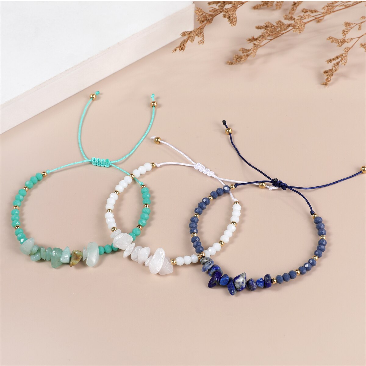 Natural Stone Amethyst Agate Charms Bracelet Women Men Boho Adjustable Hand Braided Chain Healing Yoga Jewelry