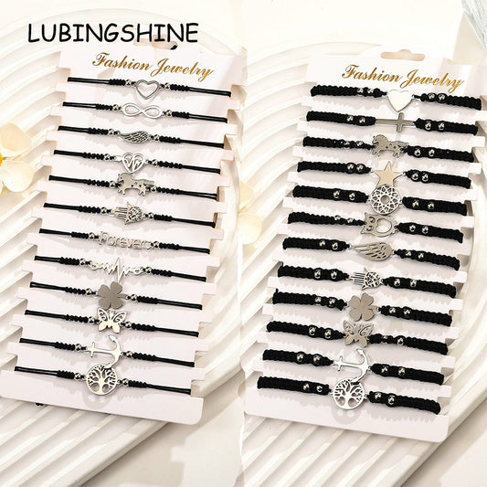 12 Pcs Boho Butterfly Cross Unicorn Bracelets for Women Girls Braided Ankle Aesthetic Beach Surfer Woven Men Friendship Jewelry