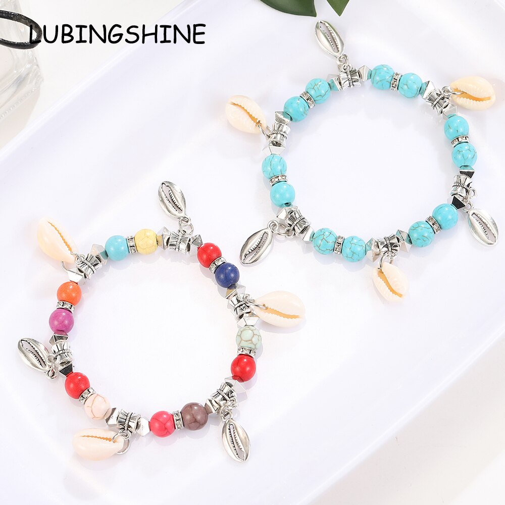 Vintage Shell Natural Stone Bracelet Adjustable Charms Yoga Bracelets Bangle Handmade Braided Rope Bead for Women Jewelry Gift
