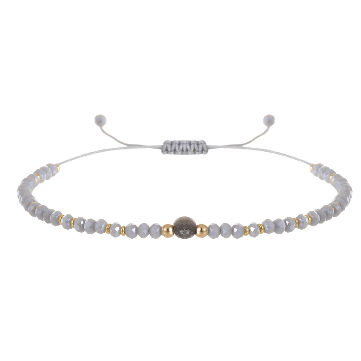 Women Crystal Faceted Glass Beads Charms Bracelets Boho Woven Adjustable Wristband Cuff Jewelry