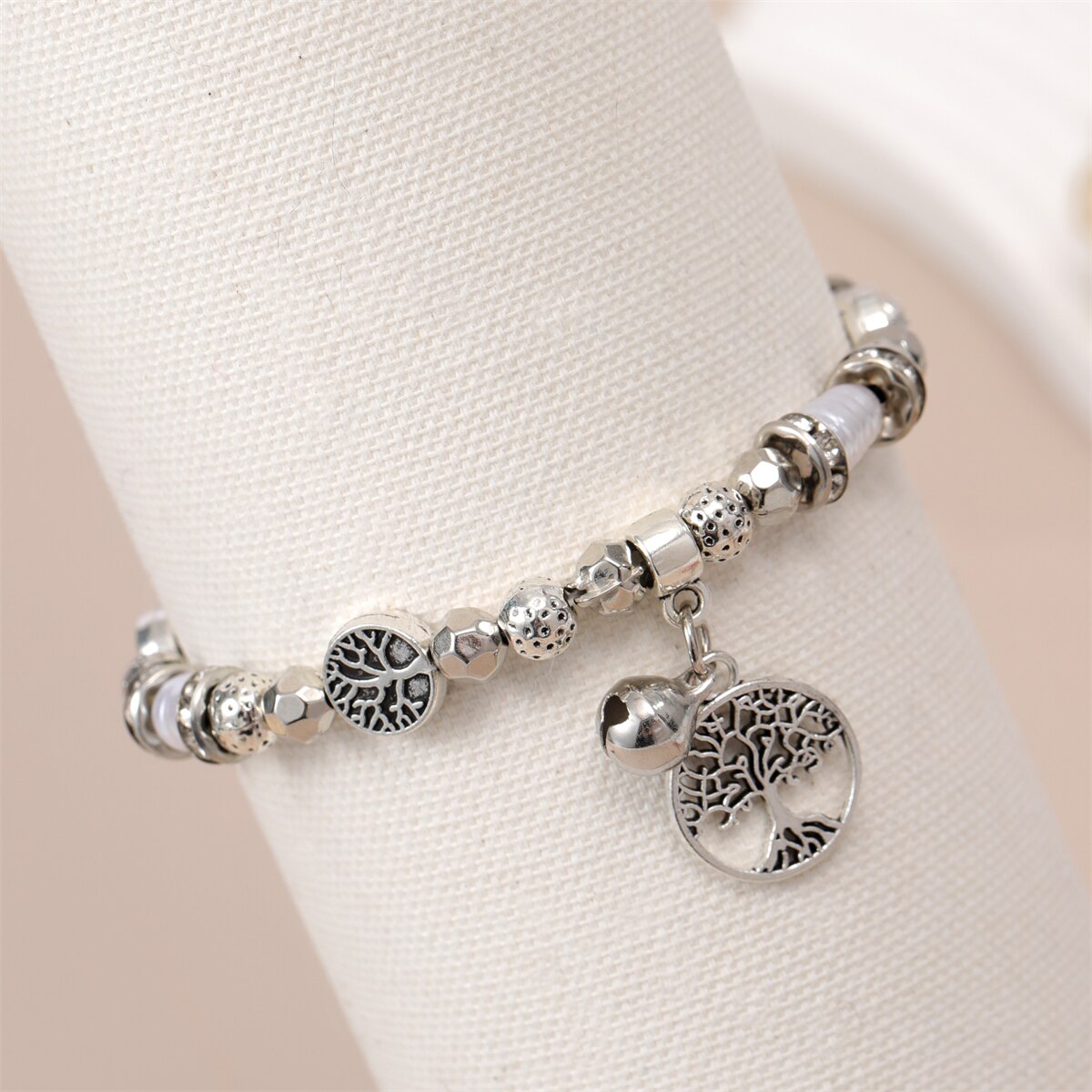 Fashion Metal Beads Disco Ball Charms Bracelets Bangles Tree of Life Pendant Adjustable Bracelet Jewelry for Women Man