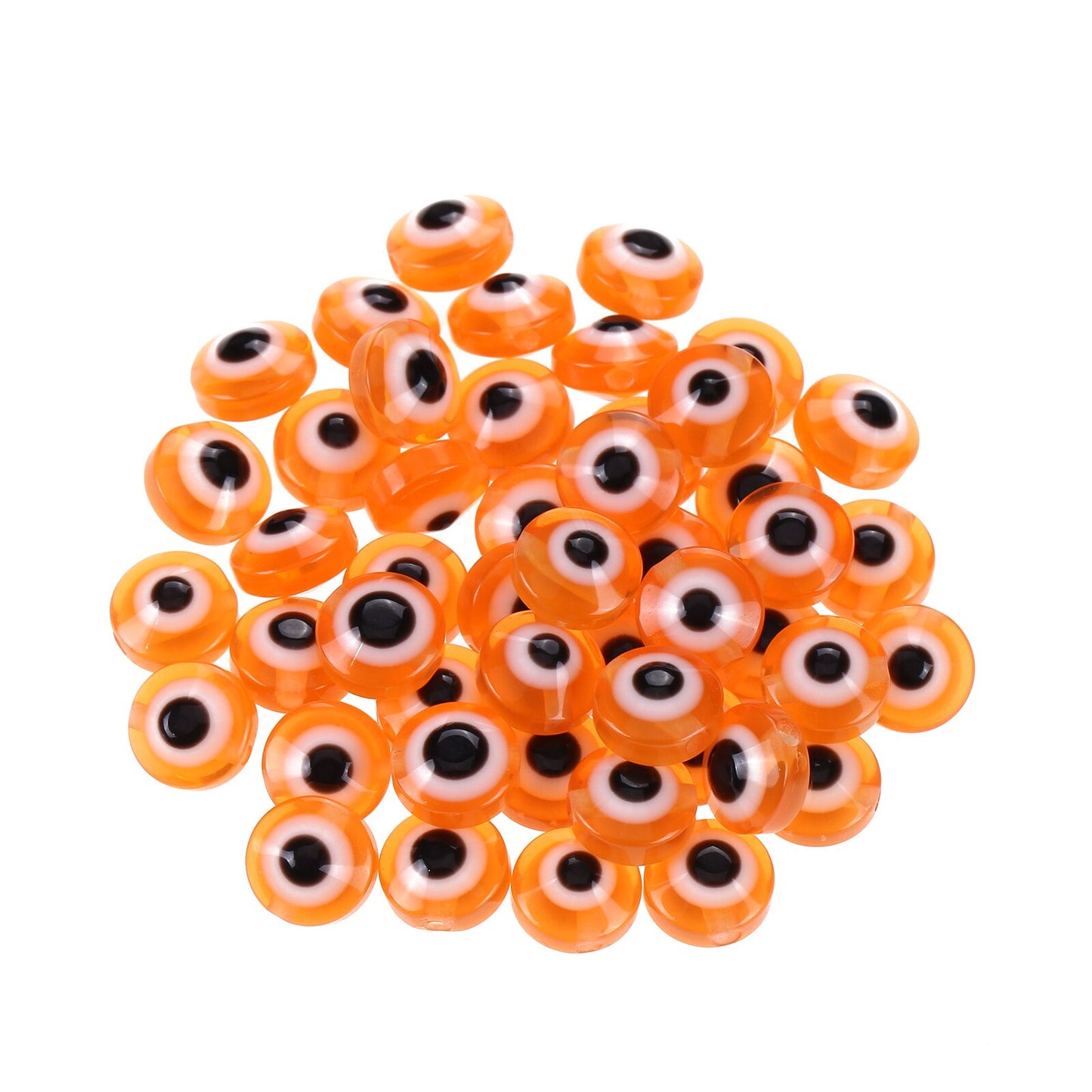 100pcs Evil Eye Beads Royal Blue Resin Lampwork Evil Eye 8MM Beads with Elastic Rope for DIY Crafts Making Accessories