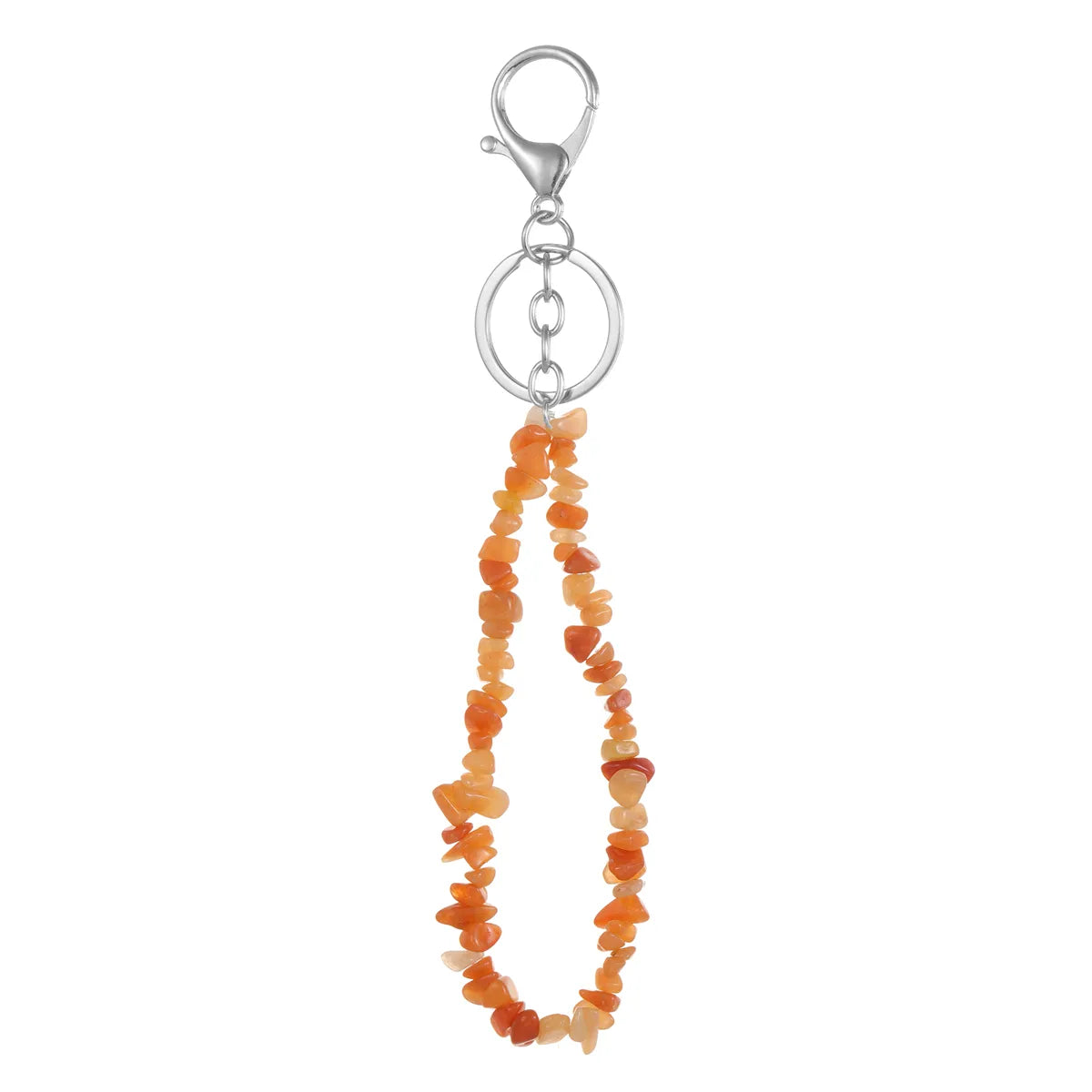 Natural Stone Mobile Phone Chain for Men Women Gravel Amethyst Quartz Stone Keychain Anti-lost Lanyard Bag Charm