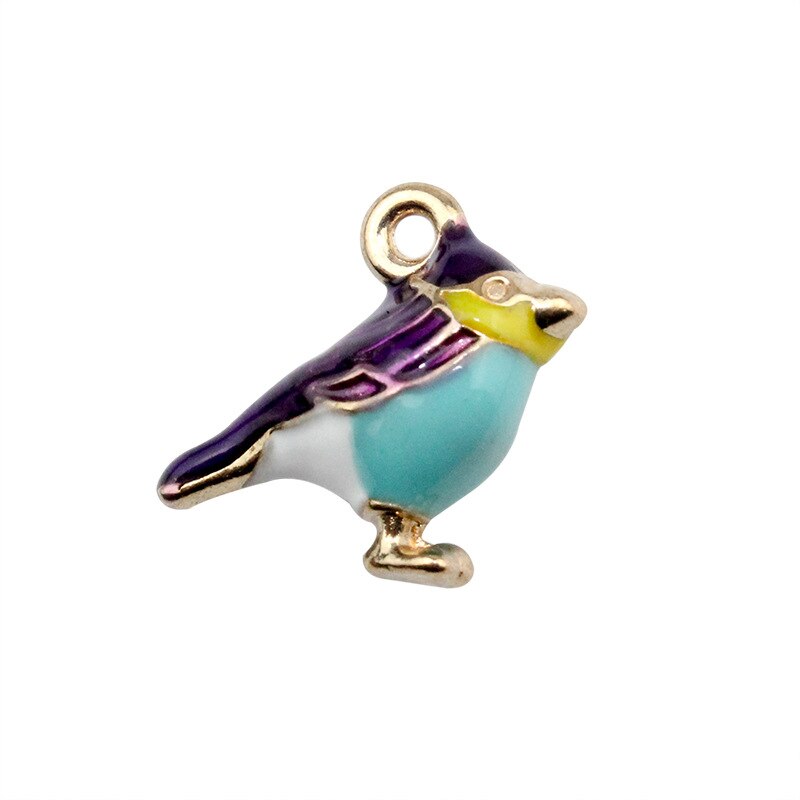 10pcs Drip Oil Alloy Bird Pendant DIY Accessories for Necklace Earrings Jewelry Making Color Enamel Three-dimensional Pendant