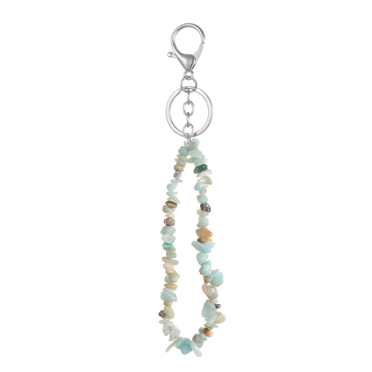 Natural Stone Mobile Phone Chain for Men Women Gravel Amethyst Quartz Stone Keychain Anti-lost Lanyard Bag Charm