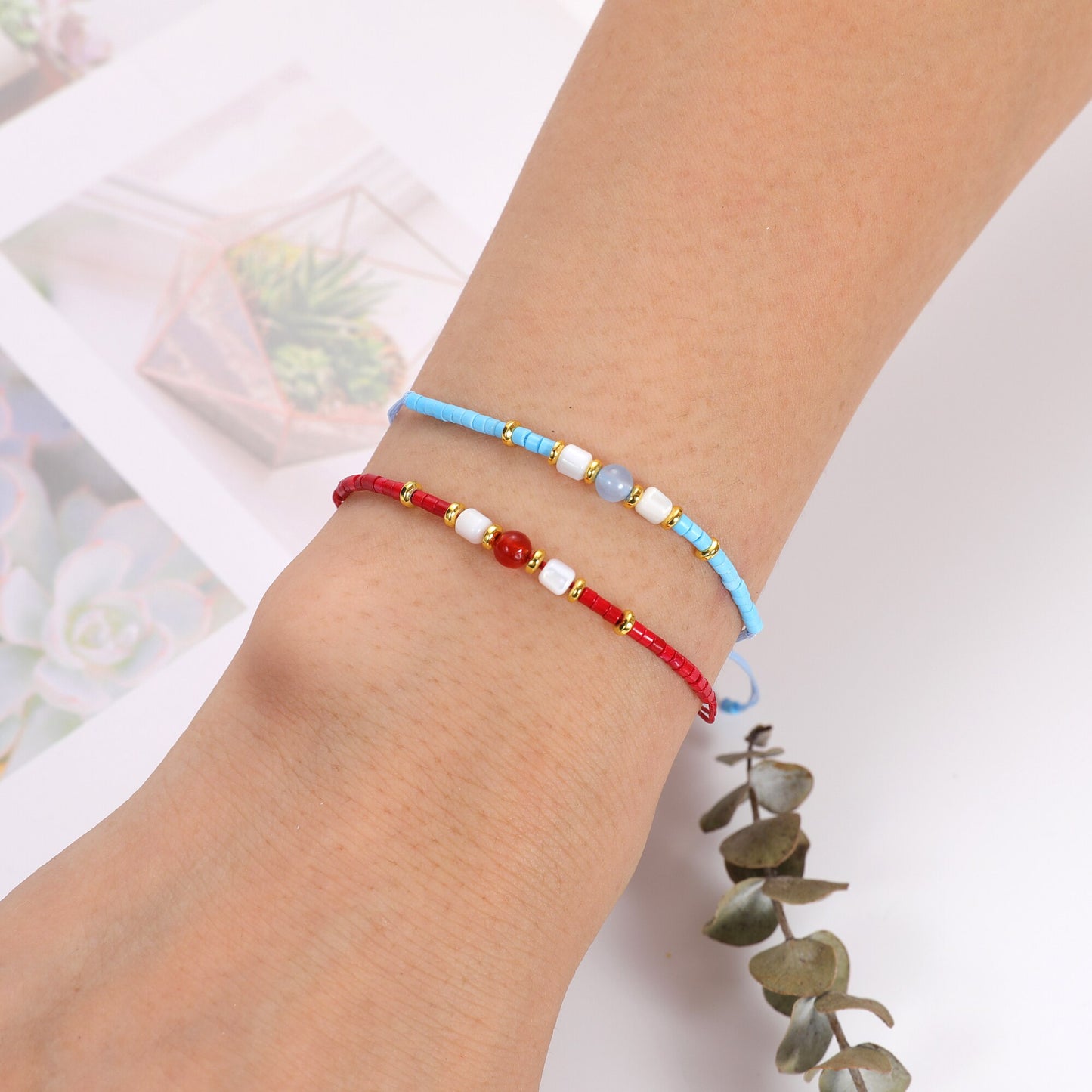 12pcs/lot Japanese Rice Beads Natural Stone Pearl Charms Bracelet for Women Men Adjustable Hand-woven Rope Chain Party Jewelry