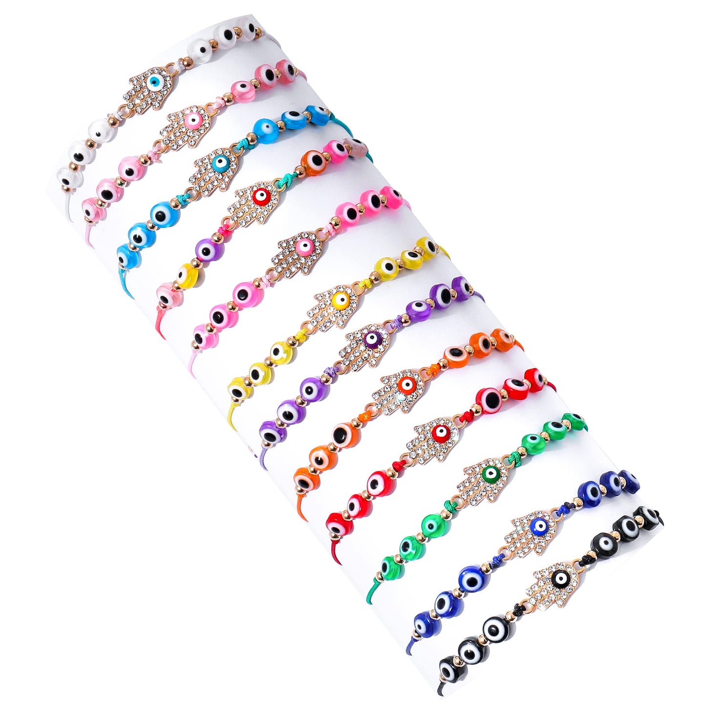 24pcs/lot Turkey Evil Eye Charms Bracelets Hamsa Bracelet Set Protection Anklets Jewelry for Women Girls Boys Free Shipping