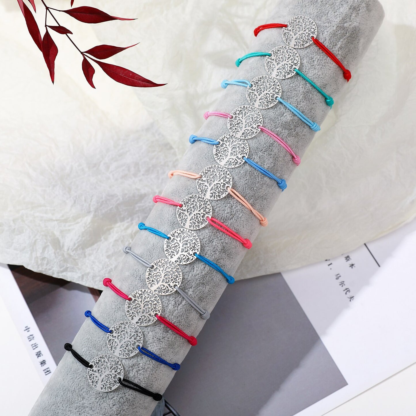 Bohemia 12pcs/Sets Hollow Tree of Life Bracelets Adjustable Rope Anklets Bracelet Friendship Jewelry Wholesale Free Shipping