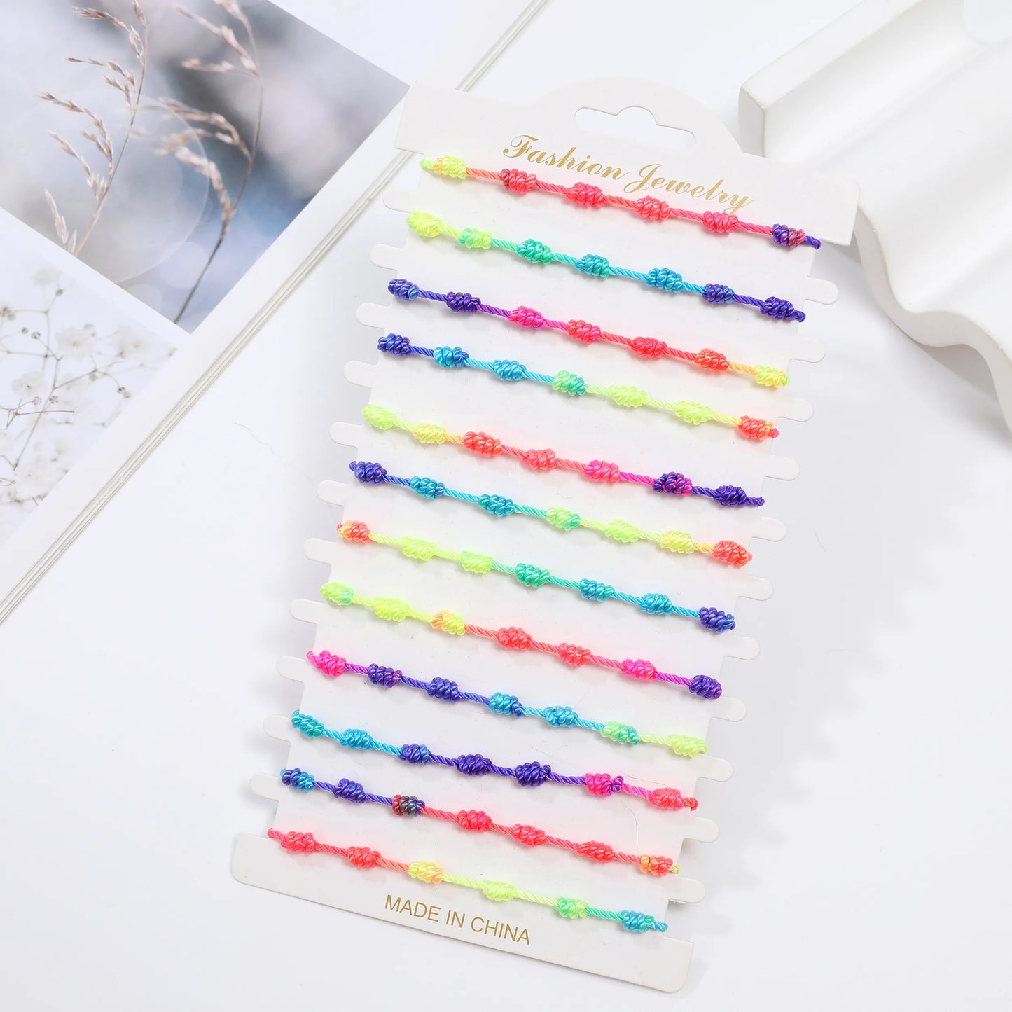 12pcs Handmade Colorful 7 Knots Rope Bracelet Unisex Adjustable Braided Rope Charm Friendship Bracelet Jewelry Gift Wholesale