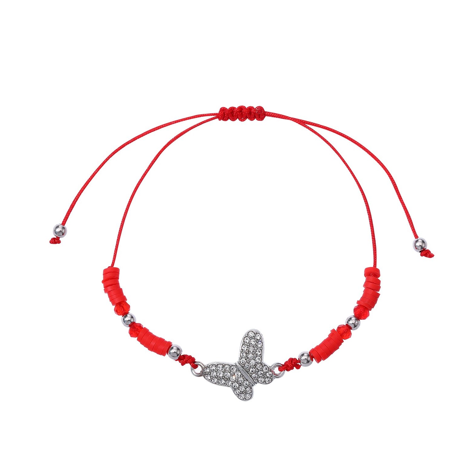 12pcs/Sets Butterfly Owl Animal Pendant Braided Bracelets for Women Child Soft Clay Adjustable Charms Rope Chain Anklets Jewelry
