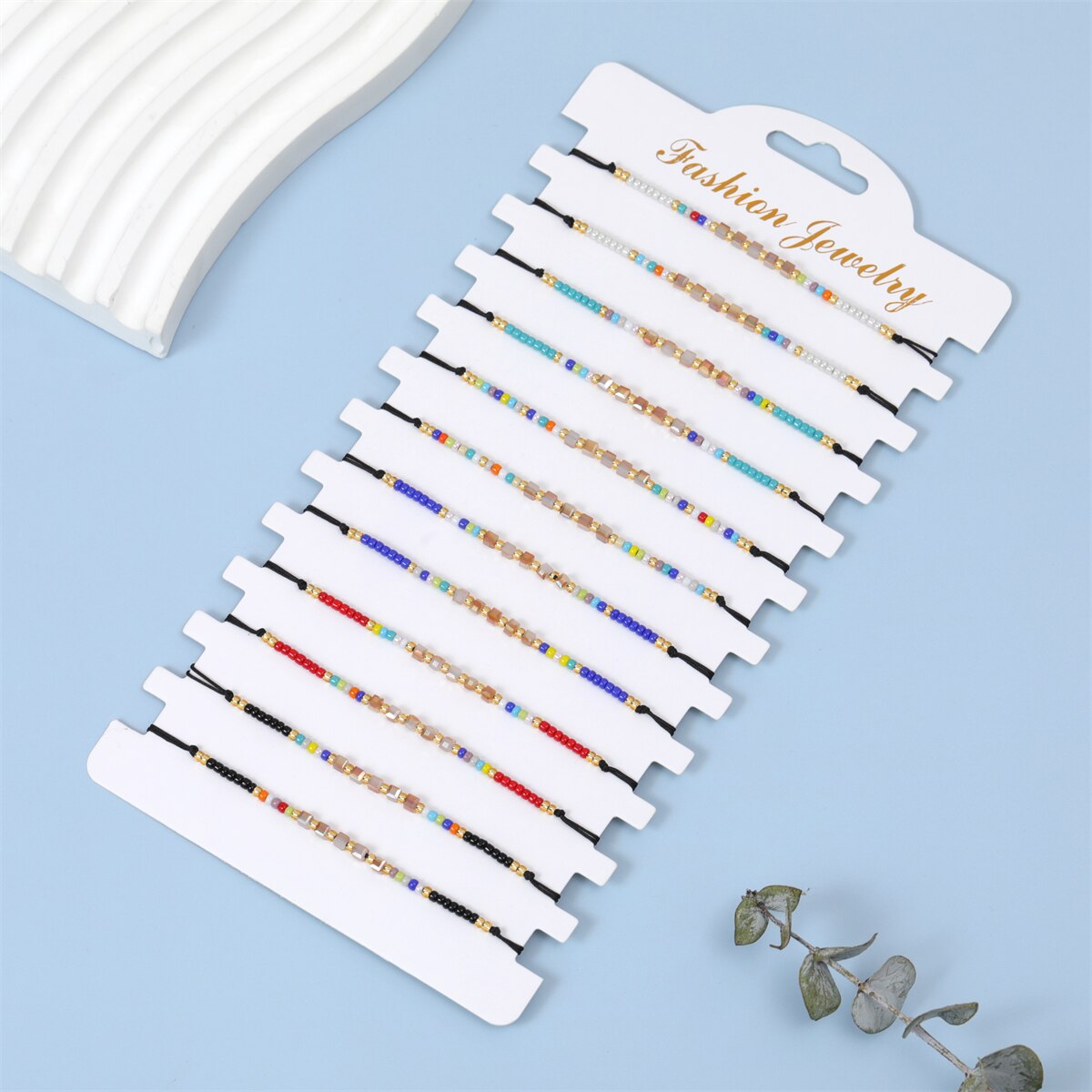 12pcs/lot Boho Woman Handmade Bohemia Weave Adjustable Crystal Seed Beads Rope Chain Charms Bracelets Fashion Jewelry