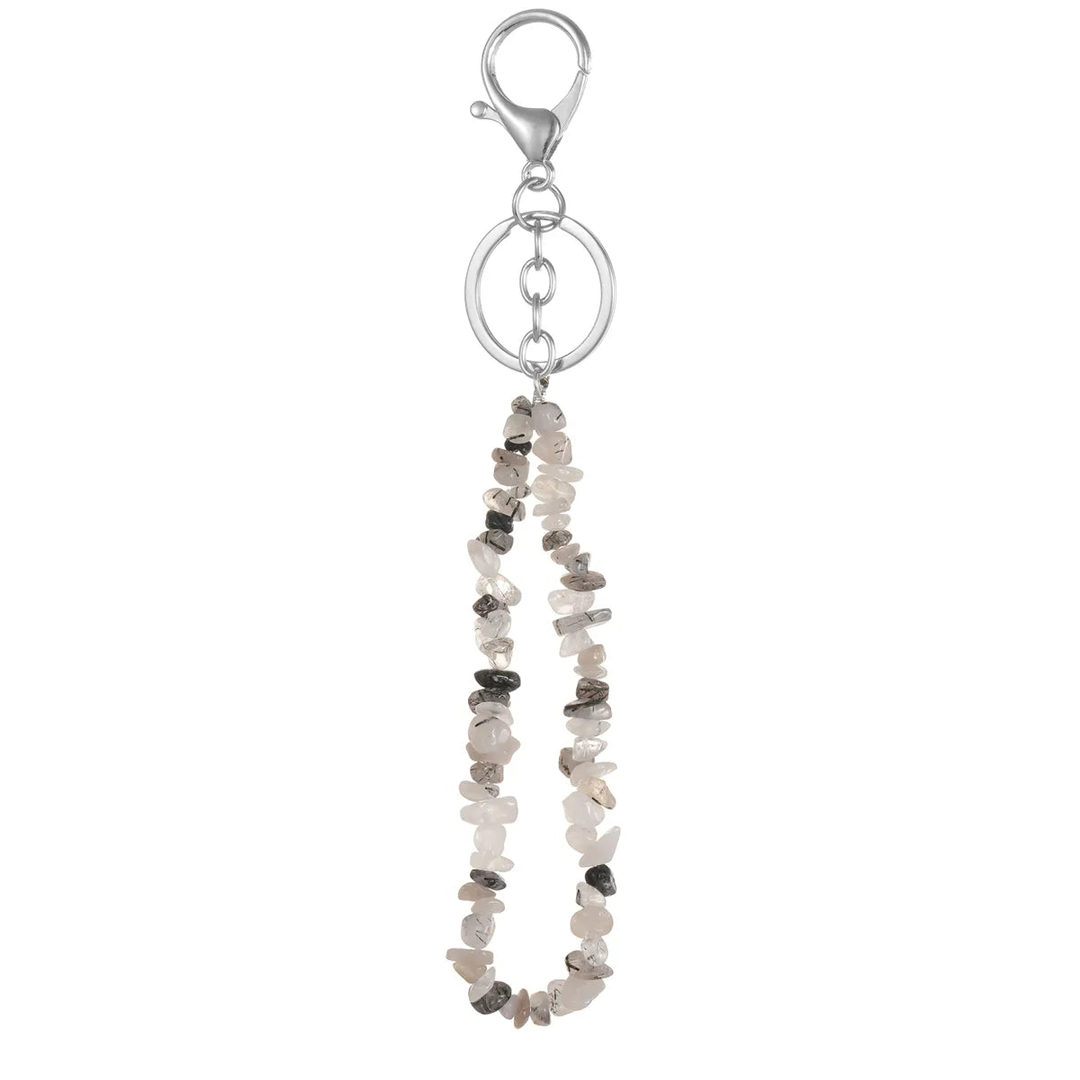 Natural Stone Mobile Phone Chain for Men Women Gravel Amethyst Quartz Stone Keychain Anti-lost Lanyard Bag Charm