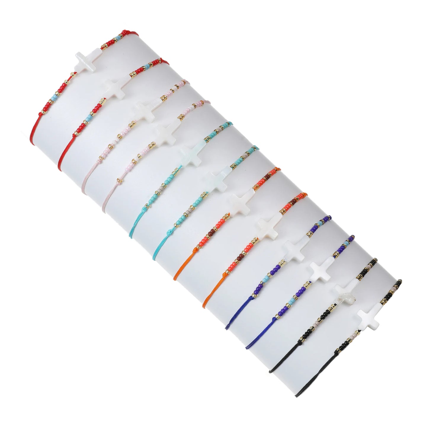 New 12 Pcs/lot Silver Color Cross Knot Charm Bracelets Women Children Elastic Friendship Wristband Jewelry Gift Pulsera