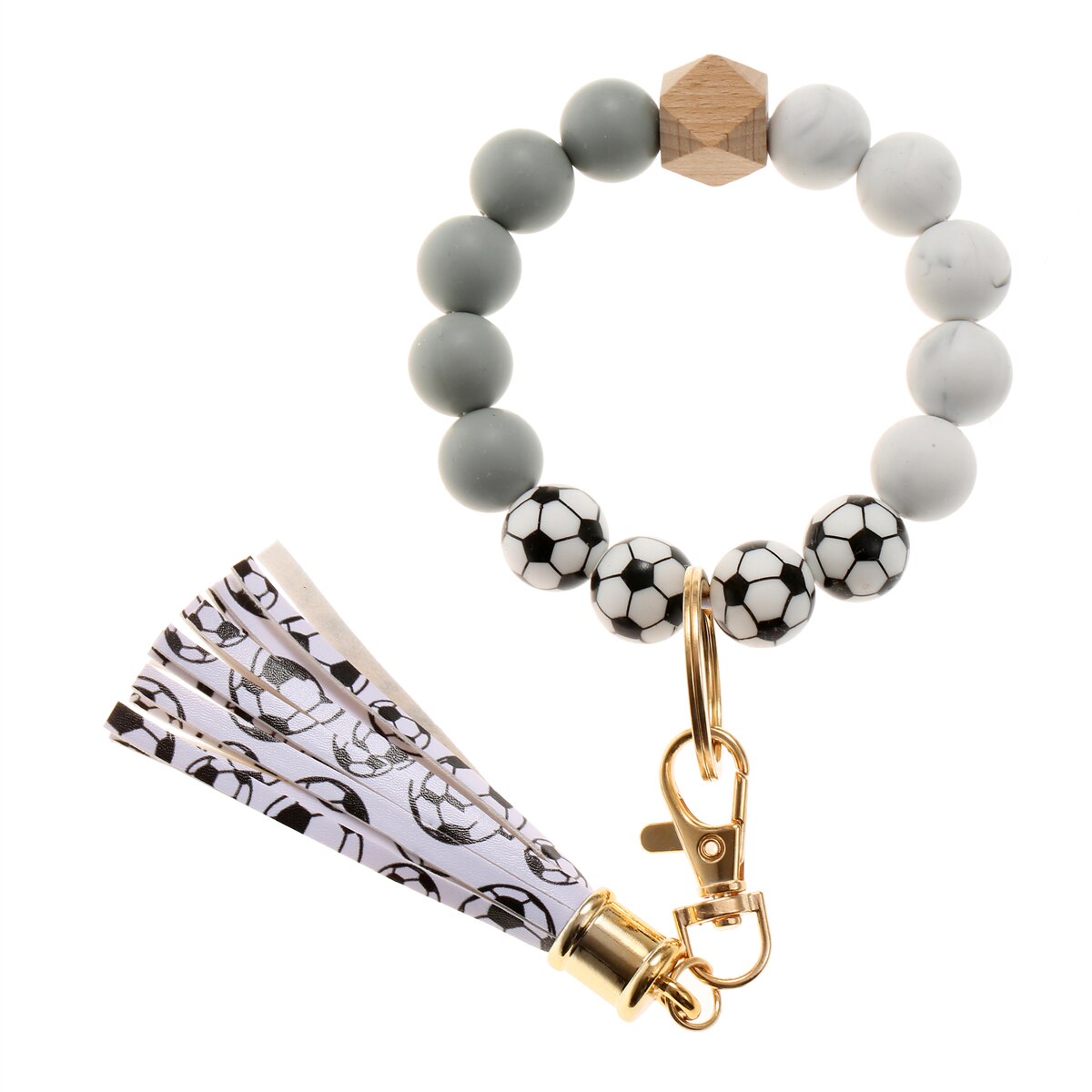 Fashion Silicone Key Ring Bracelets Wristlet Keychain Car Beaded Key Ring Bangle Chains for Women