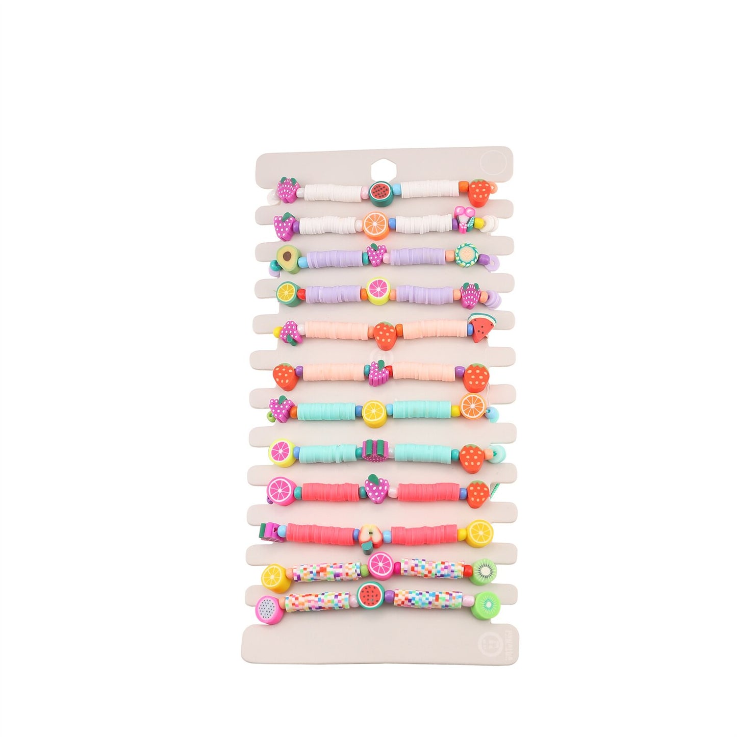 Boho 12pcs/lot Women Grape Apple Fruit Pendant Charms Bracelets Set Clay Braided Adjustable Rope Chain Anklet Jewelry
