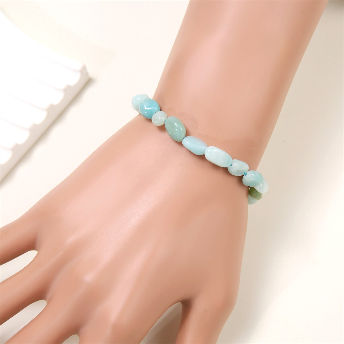 Natural Stone Pebbles Gemstone Stretch Bracelets for Women Man Tumble Polished Align Increase Communication Reiki Bracelets