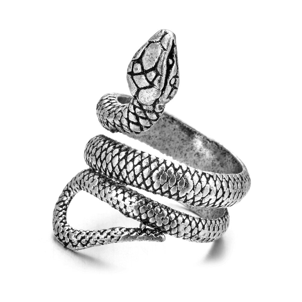 Retro Punk Snake Ring for Women Men Snake-Shaped Plated Gold Color Open Adjustable Exaggerated Ring Trendy Jewelry Gift