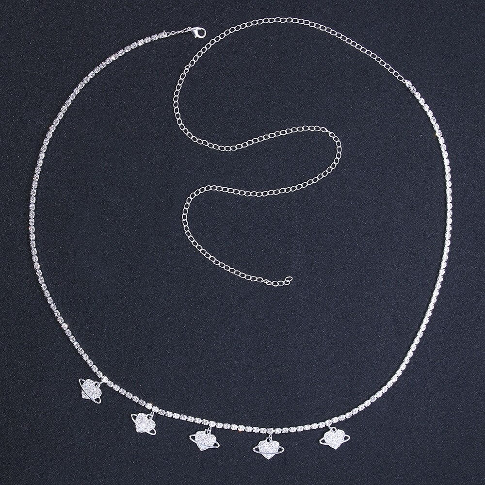 Luxury Shiny Crystal Peach Heart Belly Chains Sexy Fashion Cool Rhinestone Body Jewelry Summer Beach Waist Chain