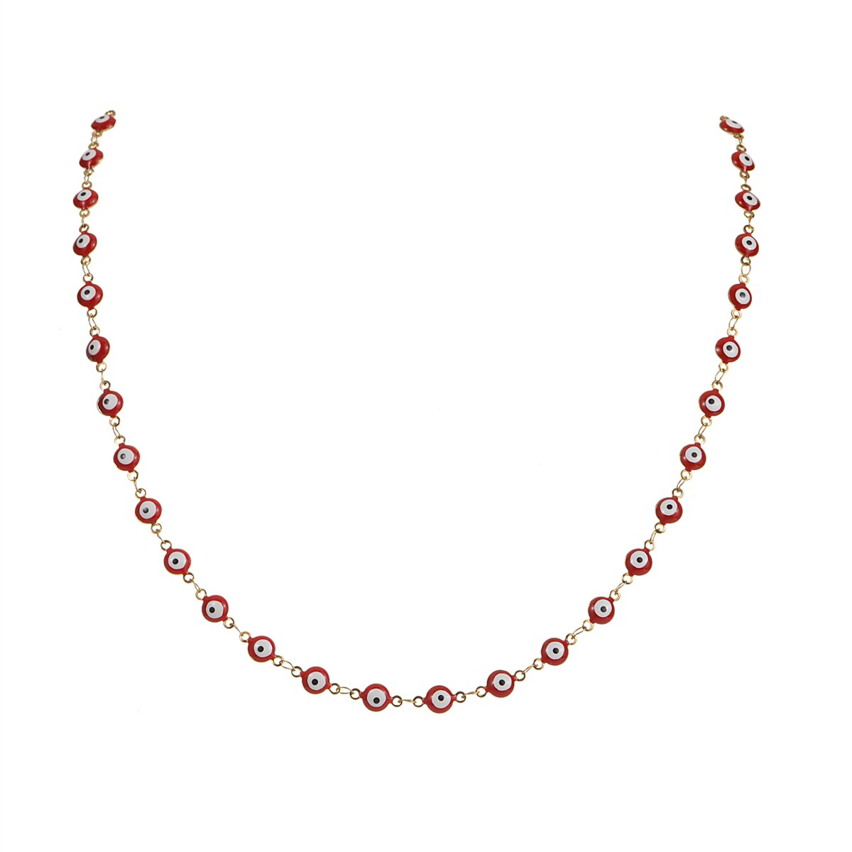 Simple Fashion Evil Eye Beads Chain Choker Necklace for Women Girls Gold Color Stainless Steel Necklace Jewelry Accessories