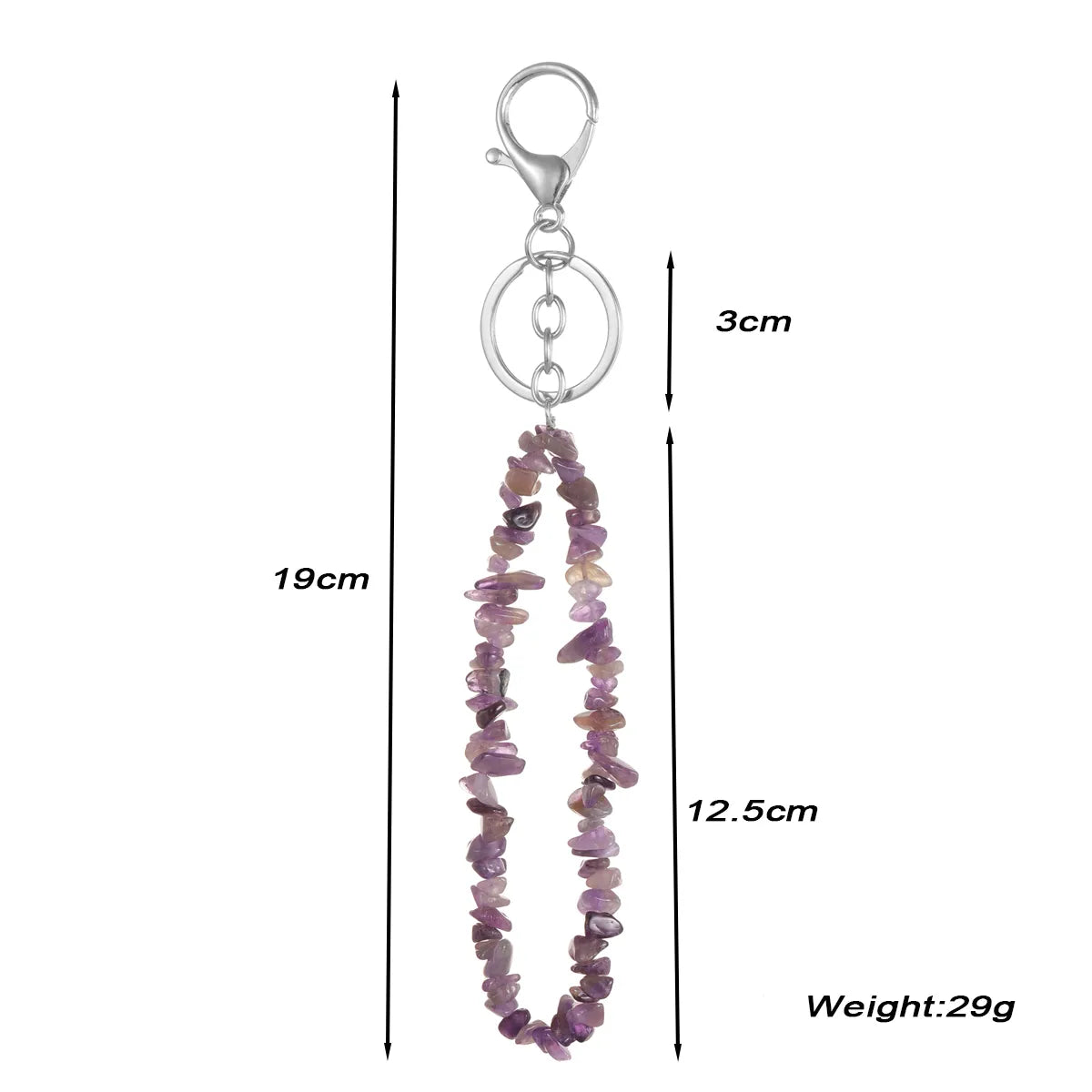 Natural Stone Mobile Phone Chain for Men Women Gravel Amethyst Quartz Stone Keychain Anti-lost Lanyard Bag Charm