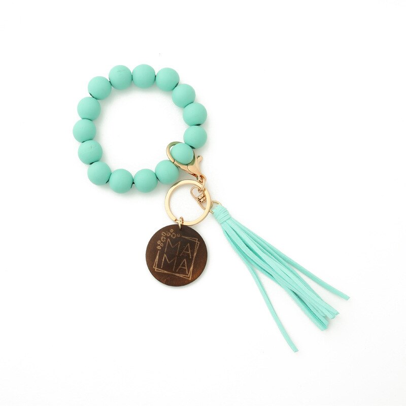 2023 New Leopard Print Wooden Bead Hand Beads Spotted Wooden Bead Bracelet Handmade Tassel Bracelets Keychain