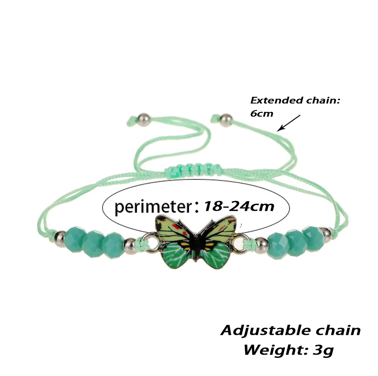 Women Girl Butterfly Woven Friendship Crystal Bead Bracelet Value Set Kids Party Favor Adjustable Bracelet