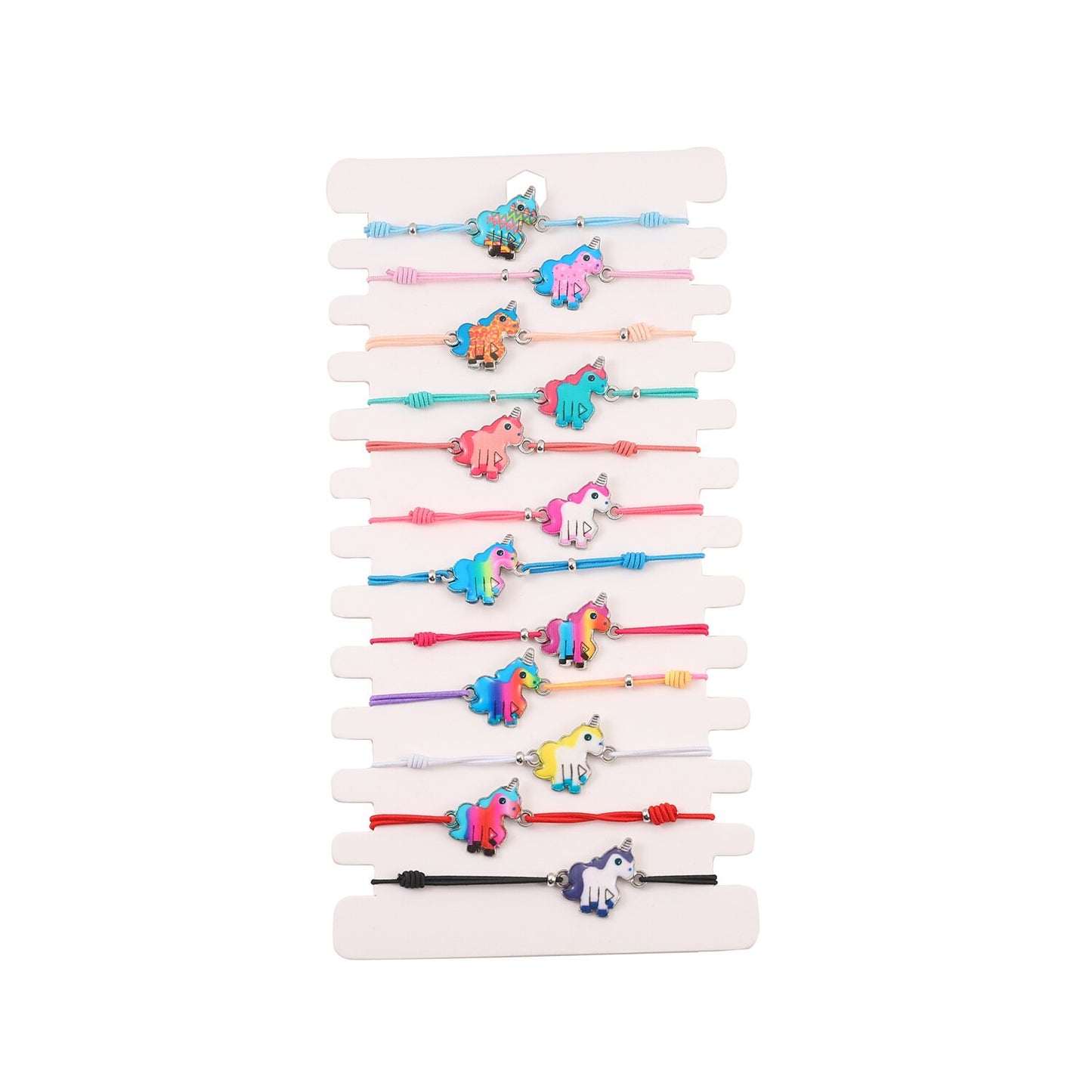 12pcs Bohemian Weave Rope Strand Friendship Bracelets Crystal Bead Unicorn Charms Bracelet for Child Girls Christmas Jewelry