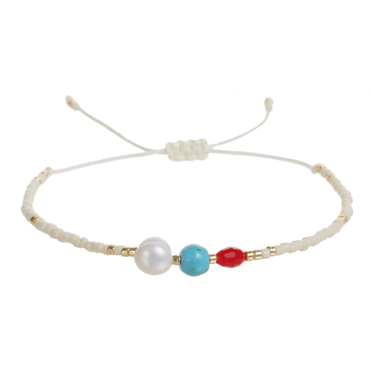 Handmade Seed Beads Charms Pearl Bracelets Adjustable Braided Bracelet Anklet Women Girl Wristband Cuff Jewelry