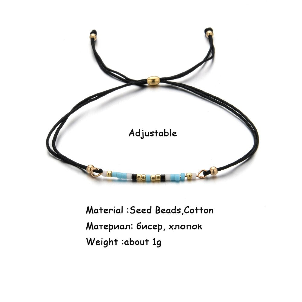 Boho Woman Men Handmade Weave Adjustable Rope Chain Crystal Seed Beads Bracelets Bangle Wristband Fashion Jewelry Drop Shipping