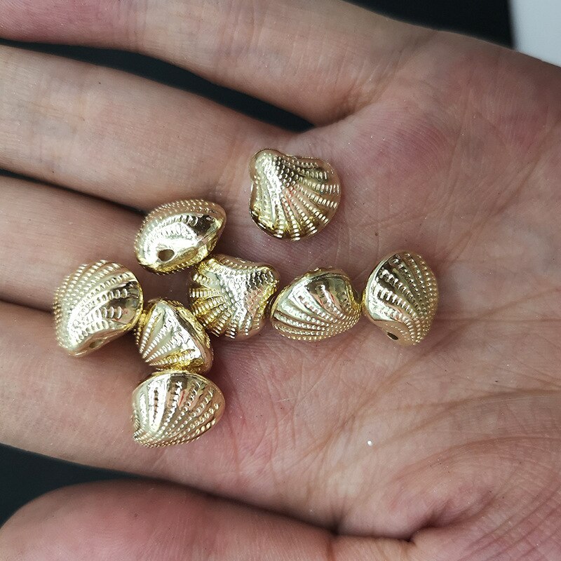 10pcs/lot Plated Gold Color Shell Beads Bracelet Connector Shells Beads Charms for Necklace Jewelry Making DIY Jewelry