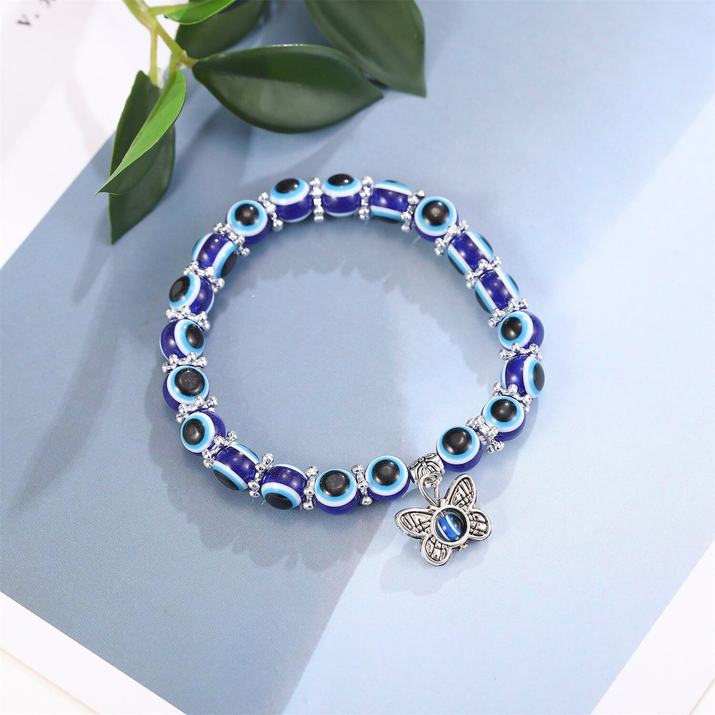 Turkish Blue Eyes Bracelet Fatima Palm Evil Eye Beaded Bracelets for Men Women Amulet Jewelry