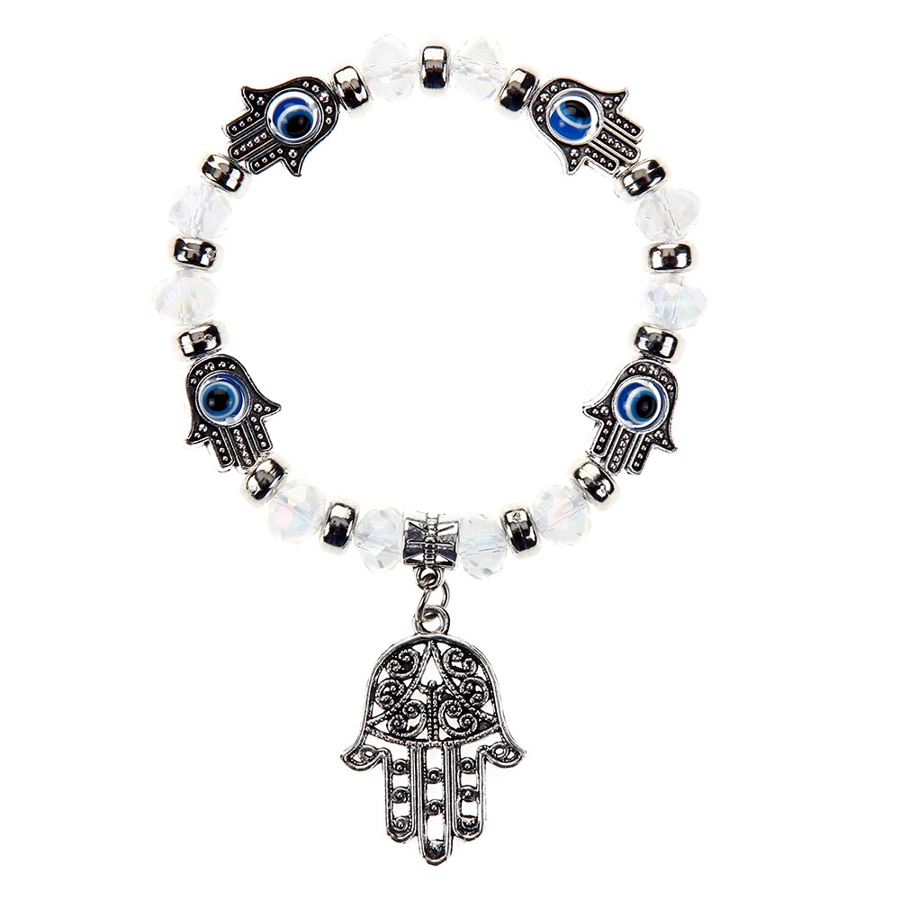 Turkish Evil Eye Charms Bracelet Fatima Hand Beaded Bracelets for Women Men Boys&girls Yoga Amulet Jewelry Bring You Good Luck