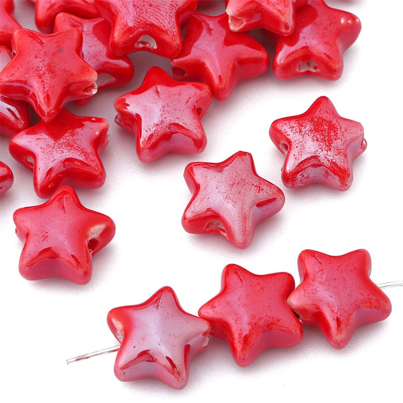 10Pcs/lot Ceramic Pentagram Beads for Jewelry Making Bracelets DIY Accessories Wholesale Bracelet Anklet Necklace Pendant