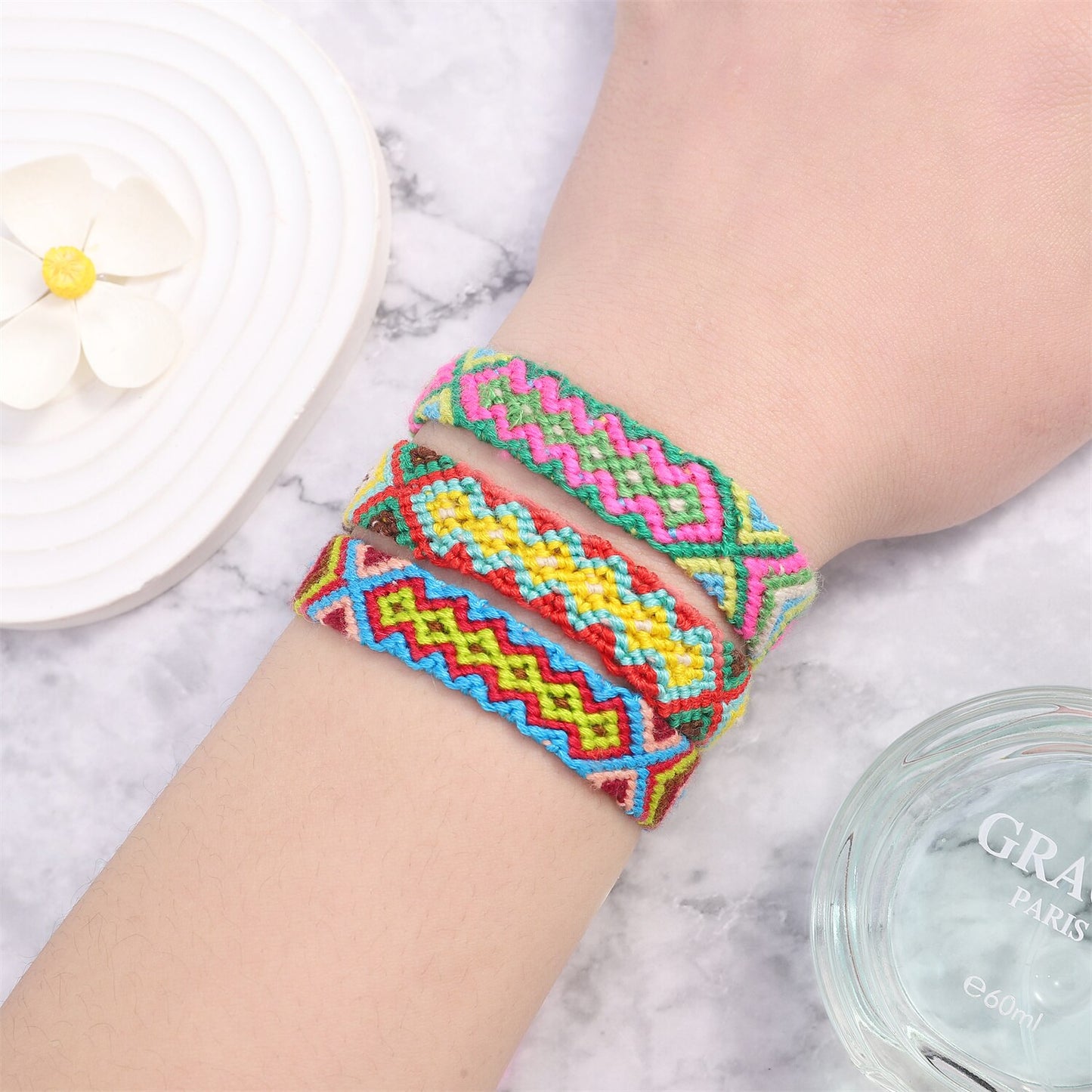 12pcs/lot Bohemia Braided Rope Bracelet Completely Handmade Embroidery Bracelet for Women Wide Cuff Waterproof Anklets Jewelry