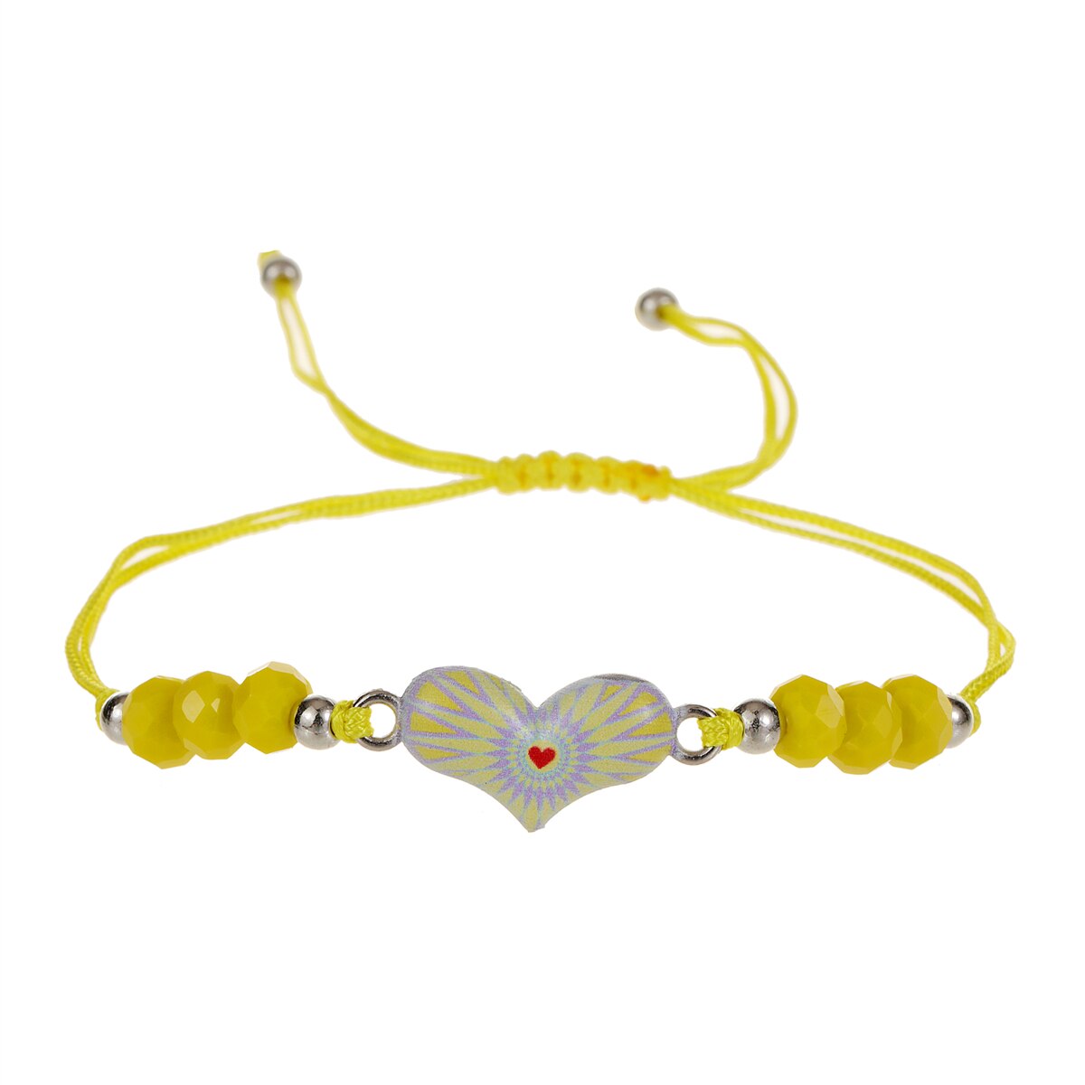 Enamel Charms Elastic Heart Pendant Bracelet for Women Adjustable Braided Rope Chain Crystal Bead Wristband Bracelet Jewelry
