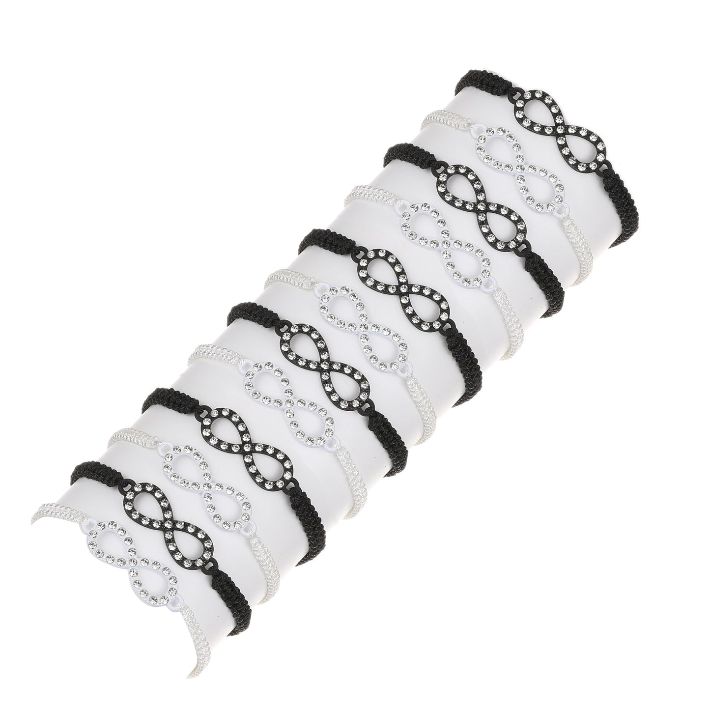 12pcs/set Together Forever Love Infinity Bracelet for Lovers White/black String Couple Bracelets Women Men's Wish Jewelry Gift