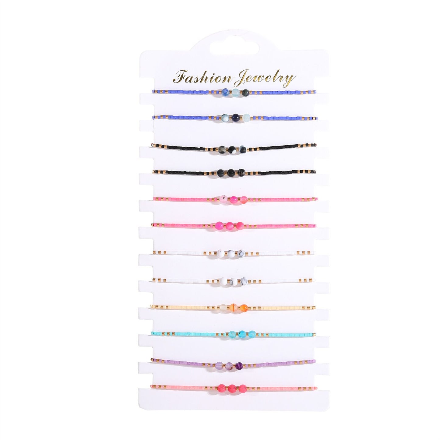 12pcs/lot Natural Stone Bracelet Crystal Seed Bead Couple Braided Adjustable Rope Chain Bracelets for Women Friendship Jewelry