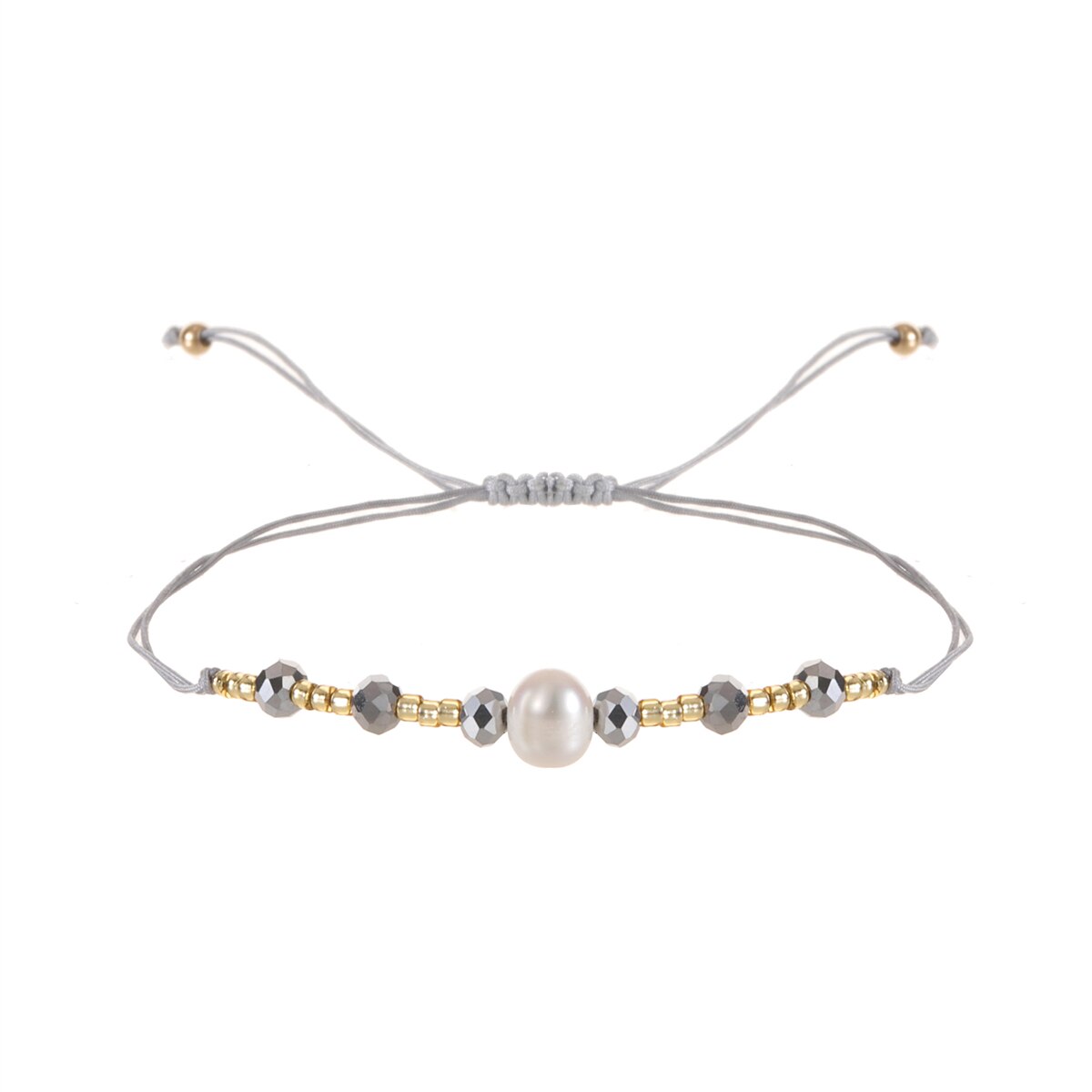 Handmade Pearl Bracelet & Bangle for Women Men Faceted Crystal Beads Pendant Adjustable Charm Stacking Femme Pulsera
