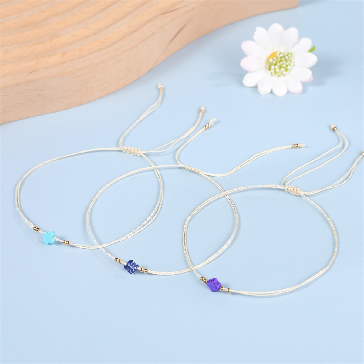 Handmade Natural Stone Turquoise Cross Pendant Knot Charms Knitted Bracelets Women Adjustable Wax Cord Chain Wristband Jewelry