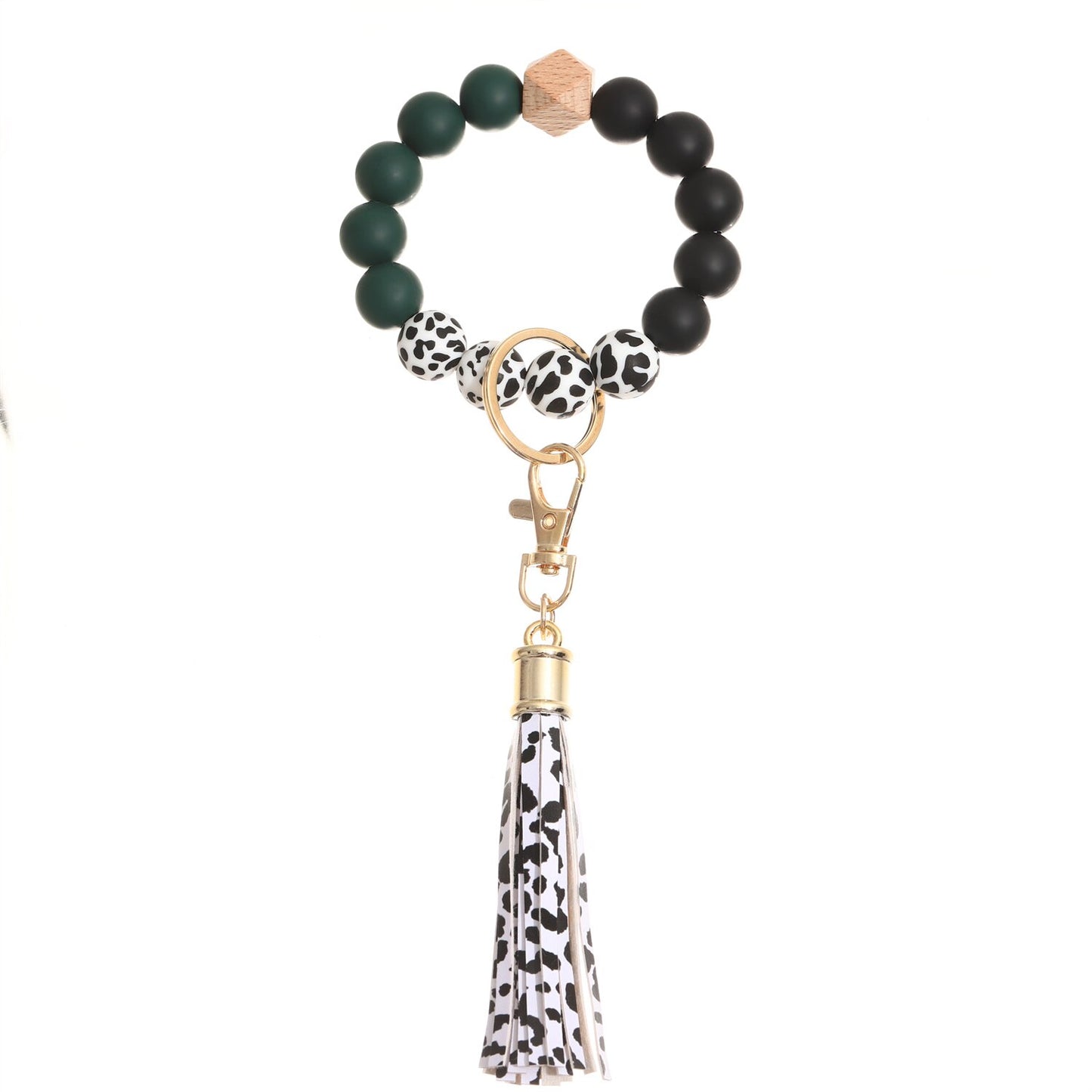 Trendy Silicone Beads Bracelets Bangles with Key Chain Candy Color Large Wristband Cuffs Beaded Bangle for Women