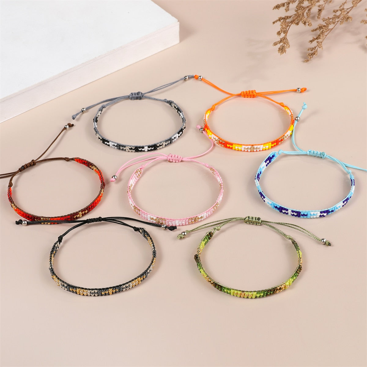 Seeds Bracelet for Women Men Boho Summer Surf Anklet Adjustable Hand Braided Wax Rope Chain Bracelets