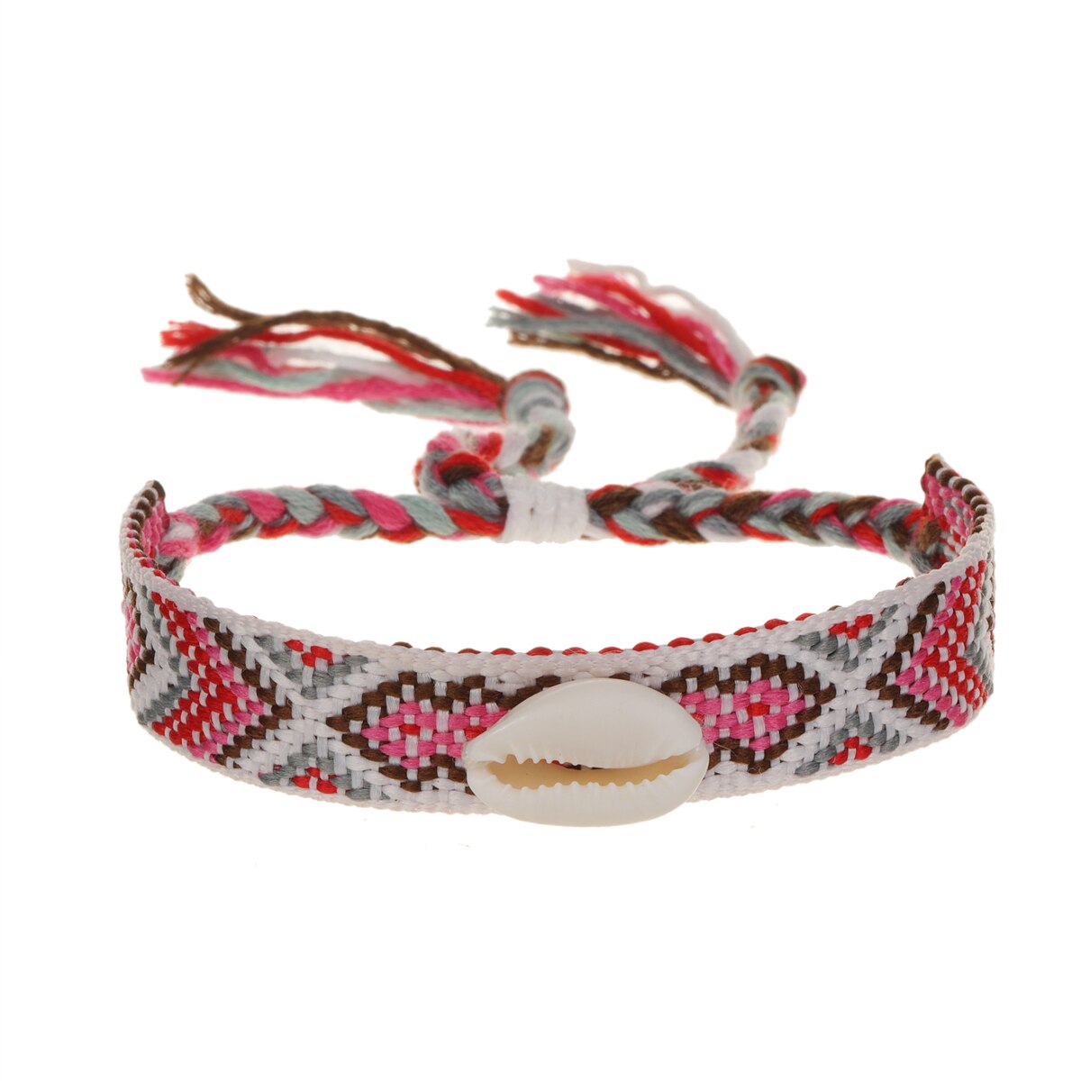 Bohemian Handmade Braid Shell Charms Bracelet Adjustable Rope Chain Bracelet Anklet for Women Girl Cuff Wristband Jewelry