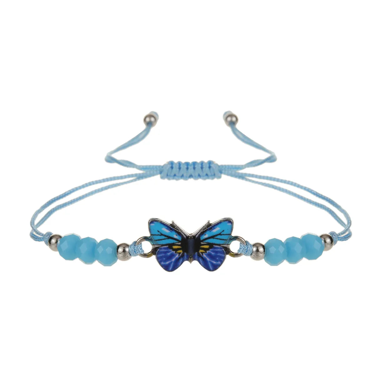 Women Girl Butterfly Woven Friendship Crystal Bead Bracelet Value Set Kids Party Favor Adjustable Bracelet