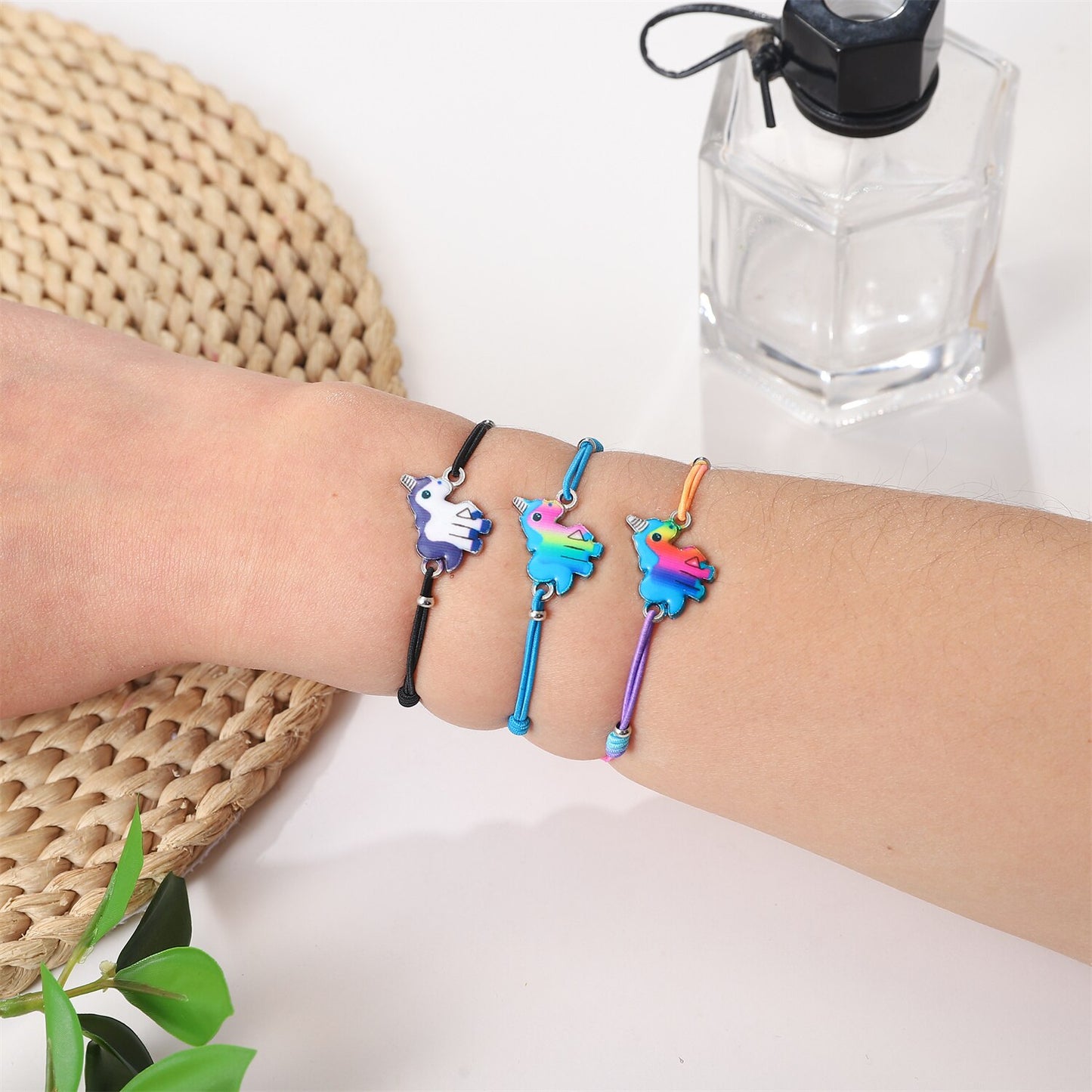 12pcs Bohemian Weave Rope Strand Friendship Bracelets Crystal Bead Unicorn Charms Bracelet for Child Girls Christmas Jewelry
